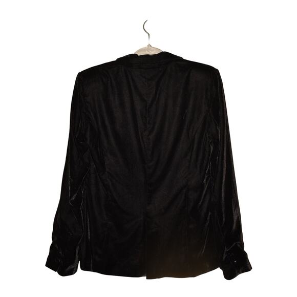 JOHN + JENN $150 Black Velvet One Button‎ Blazer Satin Lapel Large - Picture 2 of 3